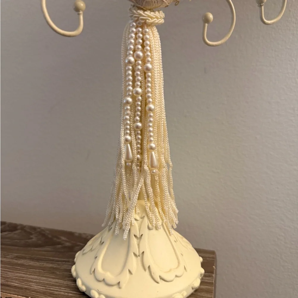Elegant Cream Wall Mirror with Hooks